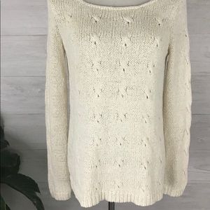 Vince Ivory Cream Pullover Cable Knit Sweater M